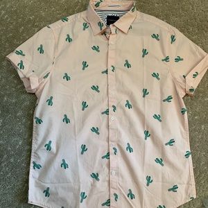 Pink cactus button down shirt